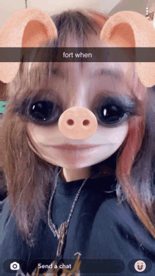 a picture of a girl with a pig face and the words fort when on the bottom