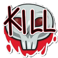 a sticker with a skull and the word kill on it .