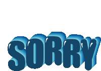 the word sorry is displayed in blue letters on a white background