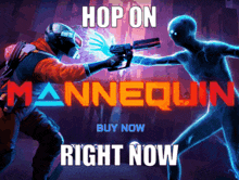 an advertisement for a video game called mannequin that is available right now