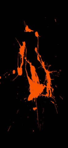 a black background with orange paint splashes on it