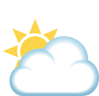 a cartoon illustration of a cloud with a yellow sun behind it