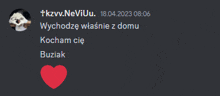 a screenshot of a discord chat with a heart in the middle