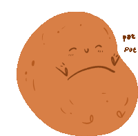 a cartoon drawing of a potato with a face and pat pat written on it