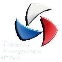 a red white and blue logo for the federation photographique de france