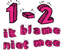 a cartoon drawing of numbers 1 and 2 with the words ik blaame niet mee below them