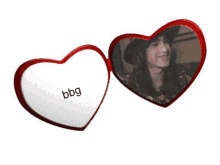 a heart shaped picture frame with a picture of a woman and the word bbg