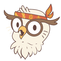 a cartoon of an owl wearing glasses and a headband