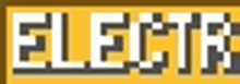 the word electra is written in pixel art on a yellow background .