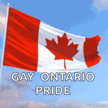 a canadian flag with a maple leaf and the words gay ontario pride