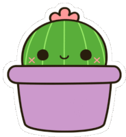 a sticker of a cactus with a flower on top of it