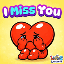 a lucas & friends sticker with a heart crying