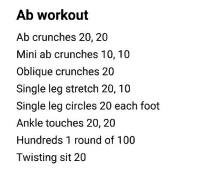 a list of exercises for an ab workout on a white background