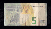 the back of a 5 euro bill with the numbers uf423384619
