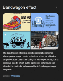 the bandwagon effect is a psychological phenomenon where people adopt certain behaviors and styles of attitudes