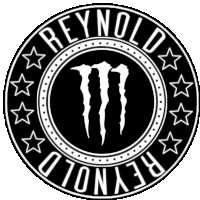 a black and white logo for reynolds with a monster in the center