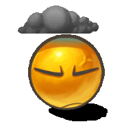 a yellow smiley face with a cloud over it