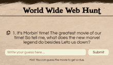 a web page that says world wide web hunt on the top