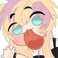 a cartoon drawing of a girl with her tongue out