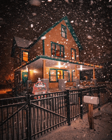 a house with a sign that says santa 's house in front of it