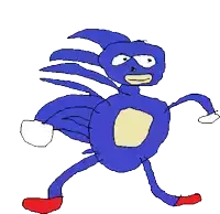 a drawing of sonic the hedgehog with red feet