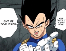 a cartoon character says " give me your phone "