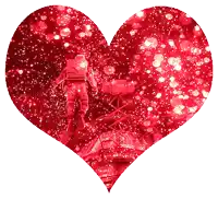 a red heart with a man in a space suit in it