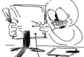 a drawing of a person crying with their mouth open and tears coming out of it .