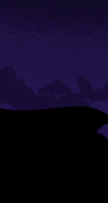 a pixel art of a night sky with mountains in the background