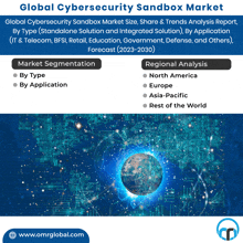 an advertisement for global cybersecurity sandbox market shows a picture of the earth