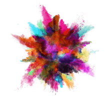 a painting of a colorful explosion of powder on a white background