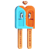 a blue and orange popsicle with the words i want you by my side