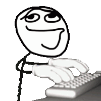 a stick figure is typing on a keyboard with a smiley face