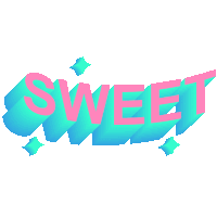 the word sweet is written in pink and blue on a white background