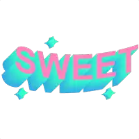 the word sweet is written in pink and blue on a white background