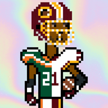 a pixel art of a football player with the number 21 on his shirt