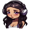 a pixel art drawing of a girl wearing headphones and a bra .