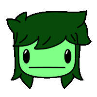 a cartoon drawing of a person 's face with green hair