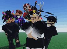 a group of roblox characters are posing for a picture together