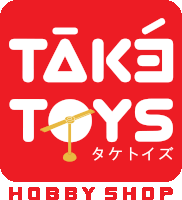 a red square with white letters that says take toys