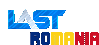 a logo for last romania with blue yellow and red letters