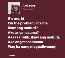 an anti-hero song by taylor swift with a picture of a woman