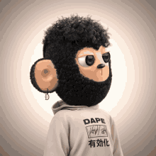 a cartoon monkey wearing a dape hoodie