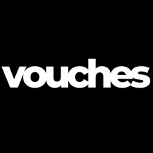 a black background with white letters that say vouches