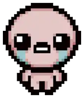 a pixel art drawing of a crying baby with tears coming out of his eyes