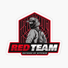 red team defense by offense logo with a masked man