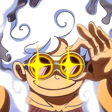 a cartoon character wearing a pair of sunglasses with a star on them