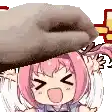 a cartoon girl with pink hair is screaming with a cat 's mouth coming out of her head .
