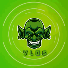 a logo for a company called vlos with a green monster head