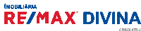 a re / max divina logo that is blue and red